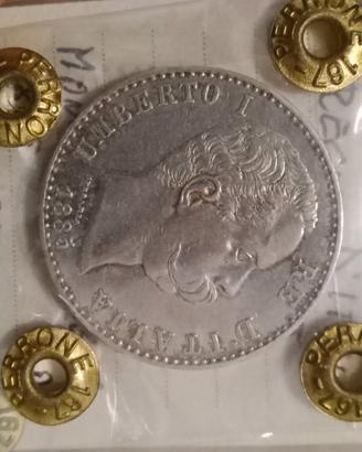 2 lire 1885 r2 Umberto I regno d'Italia 