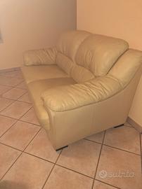 Divano in vera pelle bauer color champagne