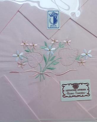 Tovaglia rosa + 8 tovaglioli (cotone e lino) NUOVA