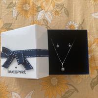 Collier di perle e orecchini in argento 925
