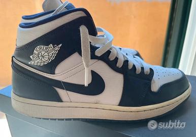 Scarpe Nike Jordan 1 mid Bianche e Blu Numero 43