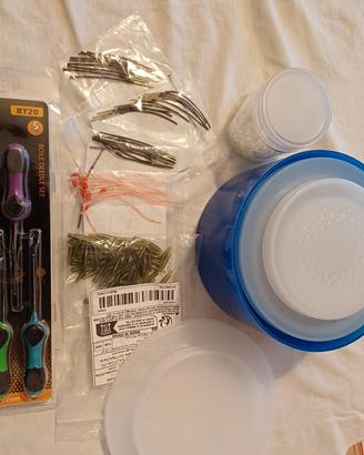 Attrezzatura pesca contenitori esca trapano varie