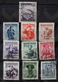 AUSTRIA 1945-1987 Lotto di 23 francobolli