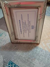 Portafotografie da tavolo in argento con certifica