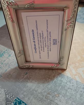 Portafotografie da tavolo in argento con certifica