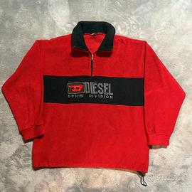 Felpa  Pile Quarter Zip Vintage Diesel Rossa L