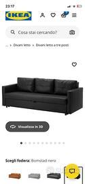 Divano pelle nero  ikea friheten 3 posti