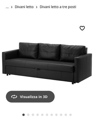 Divano pelle nero  ikea friheten 3 posti