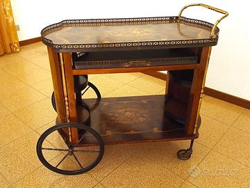 Carrello Bar Portavivande Vintage Intarsiato