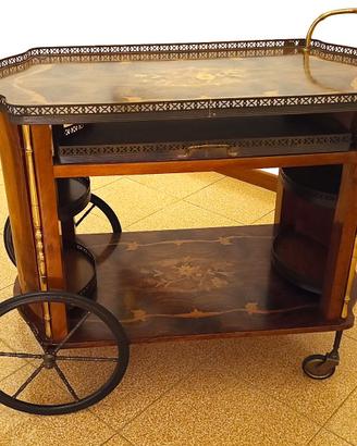 Carrello Bar Portavivande Vintage Intarsiato