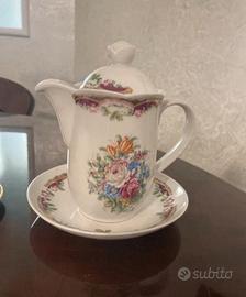 Teiera porcellana limoges francese dipinta a mano