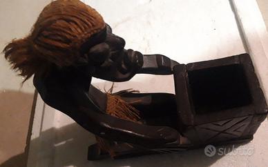 Scultura etnica africana tribù portaoggetti