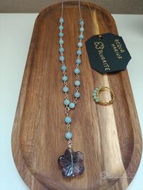 collana catena acquamarina e fiore fluirute