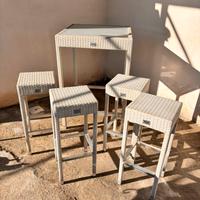 Set tavolo piu sgabelli rattan