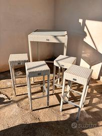 Set tavolo piu sgabelli rattan