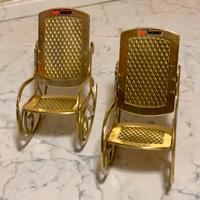 Coppia sedie a dondolo in ottone in miniatura