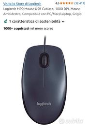 Logitech M90 Mouse USB Cablato, 1000 DPI, Mouse Am