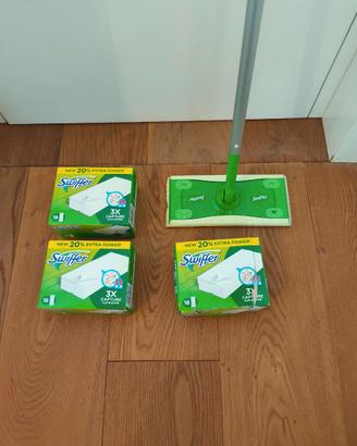 Scopa Swiffer + 3 scatole di panni