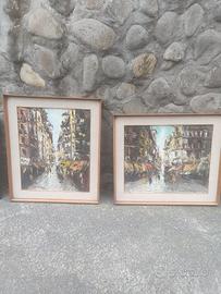 dipinti olio su pannello vintage 