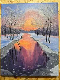 Quadro olio su tela , dipinto a mano, 20 x 25