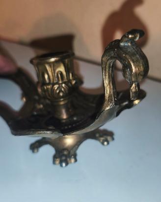 Candeliere Vintage Ottone Bronzato 
