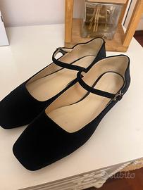 Ballerine in velluto e pelle nere