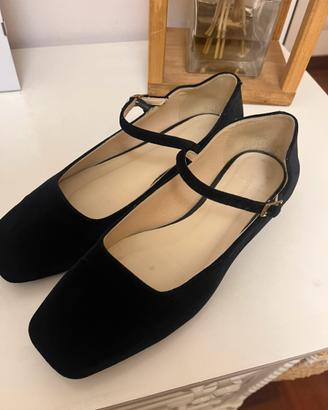 Ballerine in velluto e pelle nere
