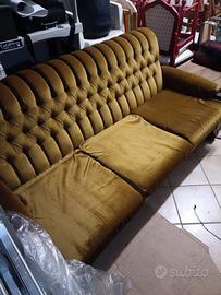 Tris Salotto Vintage Velluto Ocra 