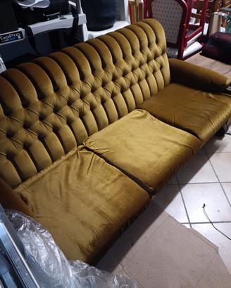 Tris Salotto Vintage Velluto Ocra 