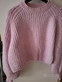 maglione corto nuovo zara rosa s 