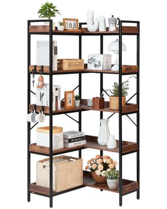 Libreria Angolare a 5 Ripiani Scaffale ad Angolo