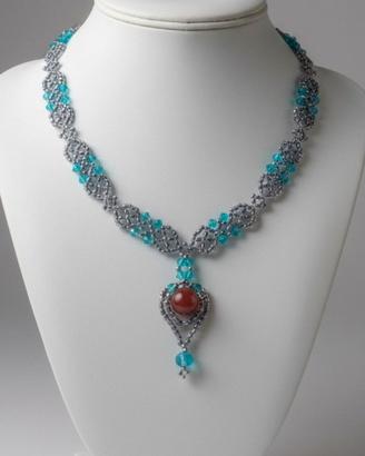 Collana Handmade retrò d'epoca ciondolo corniola