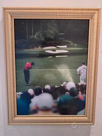 Quadro golf Tiger Woods con cornice oro