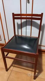 6 SEDIE VINTAGE LEGNO E SIMILPELLE