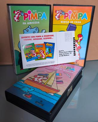 Lotto 3 VHS Pimpa Altan + Rara Cartolina Originale