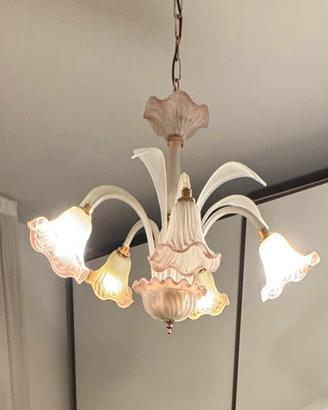 Lampadario vintage Murano a 5 luci-stile floreale
