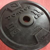 Dischi  diam. 28,bilancere angolato, manubri 14 kg