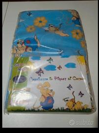 Copriletto in Piquet di cotone blu con stampa