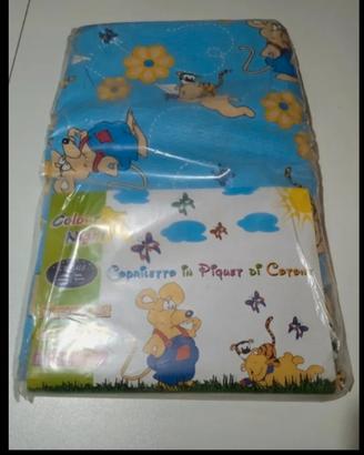 Copriletto in Piquet di cotone blu con stampa