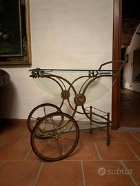 Carrellino Porta Bevande Vetro e Ottone