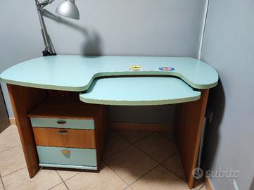 Scrivania Bicolore Legno & Verde Acqua - Usata 