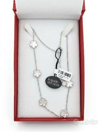 Collana Sautoir quadrifogli in Ag 925 e madreperla