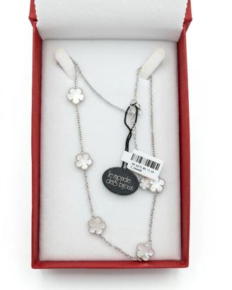 Collana Sautoir quadrifogli in Ag 925 e madreperla