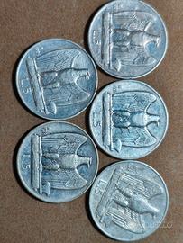 lotto 5 PZ 5 lire argento aquilino 1928 raro 