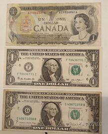 banconote dollaro  America e Canada