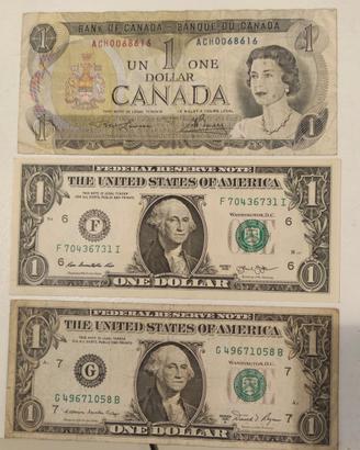 banconote dollaro  America e Canada