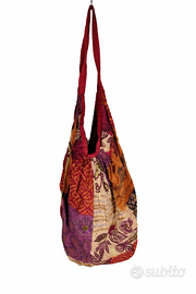 Borsa donna patchwork etnica capiente con zip