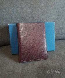 Portafoglio portatessere in pelle marrone nuovo