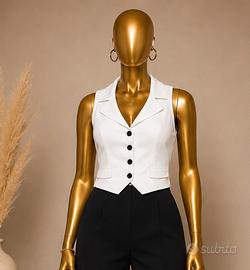 Gilet élégante da donna bianca stile chic