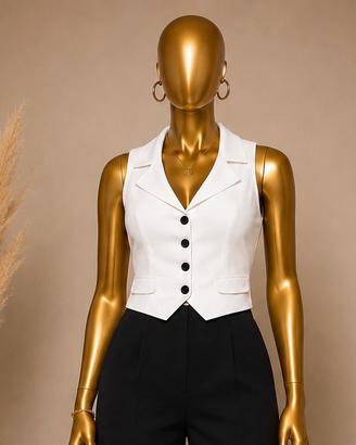 Gilet élégante da donna bianca stile chic